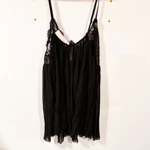 Victoria’s Secret Very Sexy Black Pleated‎ Lace Babydoll Ribbon Front Size Large thumbnail 4