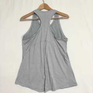Yogalicious Tank Top Women M Gray Split Tie Back Racerback Workout‎ Yoga Running thumbnail 2
