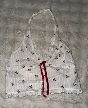 cherry halter top White thumbnail 1