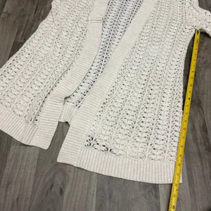 Matilda Jane Cream Crochet Open Knit Long Duster Cardigan Sweater S thumbnail 3