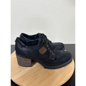 B52 by Bullboxer Booties‎ Women 9 Black Lace Up Lug Sole Block Heel Boots thumbnail 6