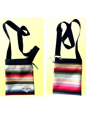 Billabong Crossbody Bag Purse Stripe Canvas Adjustable Strap Zip Close Australia thumbnail 2
