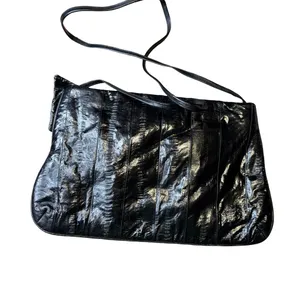 🖤 Vintage Genuine Eel Skin‎ Leather Crossbody Shoulder Bag Black 🖤 thumbnail 2