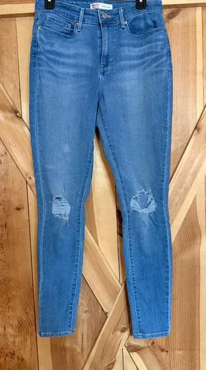 Levi's Signature High Rise Skinny Jeans Distressed Womens 10 Long Blue thumbnail 1