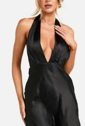 Zara Blogger Favorite Satin Effect Black Dress Small thumbnail 1