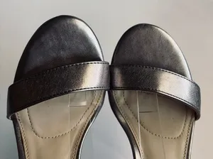 Jones New York Signature Metallic Silver Open Toe Stiletto Ankle Strap Sandals thumbnail 5