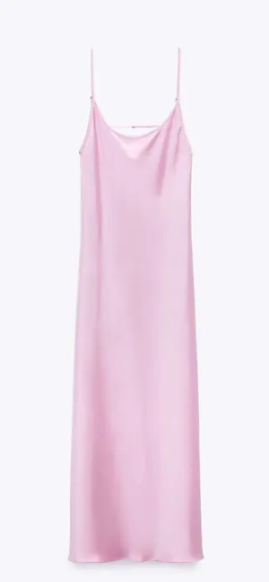 Zara Satin Effect Dress Maxi Midi Slip Bodycon Wedding Party Coctail thumbnail 3