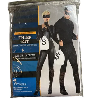 Halloween‎ Burglar Set Unisex OS Adult Mask Gloves Money Bag Costume Accessory thumbnail 1