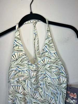 Of the Earth Halter Dress Botanical Print Beige Neutral Summer Midi NEW Sz Small thumbnail 2
