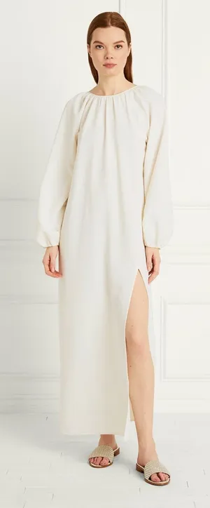 Hill House Simone Long Sleeve Maxi Dress in Coconut Milk Size L thumbnail 1