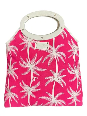 Kate Spade Vintage Hot Pink Monkey Palm Tote Bag w Oval Handles Noel Dot Stamped thumbnail 1