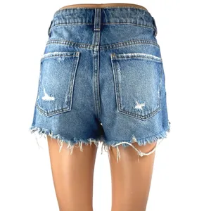 Zara Women's Blue Distressed Cut-Off High Waisted Denim Jean Shorts Size 2 thumbnail 3
