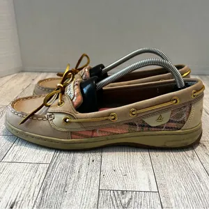 Sperry Top Sider Boat Shoes Angelfish Pink Plaid Leather Women’s Size 7.5M thumbnail 4