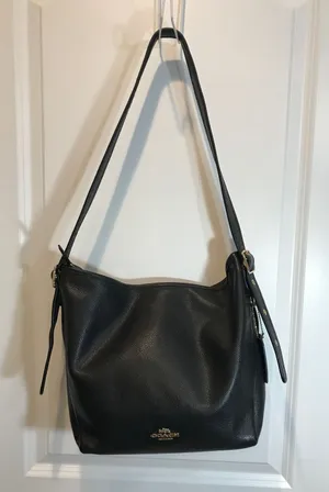 Coach Hobo Shoulder Bag in Black Pebbled Leather  EUC thumbnail 1