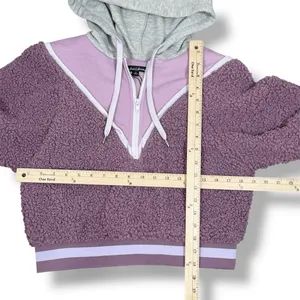 For Love &‎ Lemons Cozy Sherpa Cropped Pullover Half Zip Hoodie Purple Small thumbnail 13