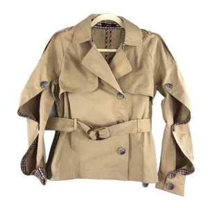 N12H Trench Jacket Sz XS Tan Button Up Sleeve Boho City Chick Rare Preppy NWOT thumbnail 3