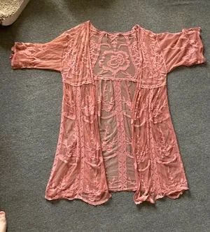 Dusty Rose Lace Cardigan thumbnail 1