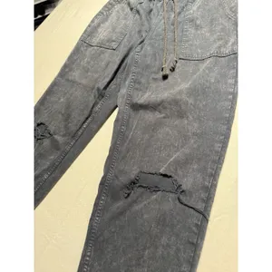 Aerie Acid Washed Joggers Distressed Charcoal w/ drawstring, Small NWOT (E9) thumbnail 4