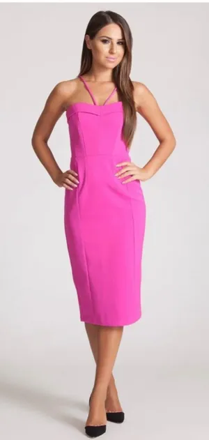 BARDOT HOT PINK PIN UP DRESS SIZE 4 Barbiecore Bodycon thumbnail 1