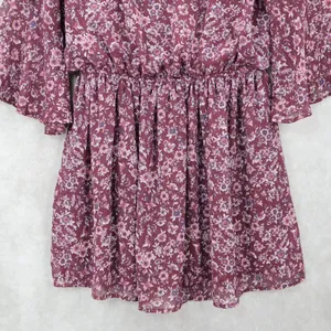 Speechless Purple Floral Fit Flare‎ Boho Ruffle Flirt Bell Sleeve Dress Plus 1X thumbnail 5