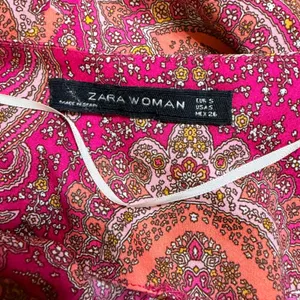 Zara Woman Pink Orange Paisley Split Neck Shift Dress 3/4 Sleeve Small Spain thumbnail 5