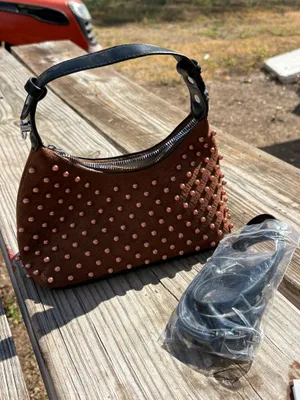 Brown Pearl Studded Shoulder/Crossbody Bag thumbnail 1