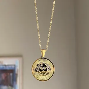 Handmade fully gold stainless steel celestial whimsical vintage moon necklace🌟 thumbnail 2
