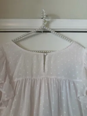 Kori White Chiffon Tiered Swiss Dot Top thumbnail 5