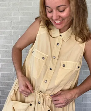 Free People Too Far snap tunic jumper dress in yellow thumbnail 5