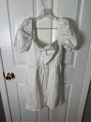 Reformation Malvina Linen Dress in White 8 thumbnail 2