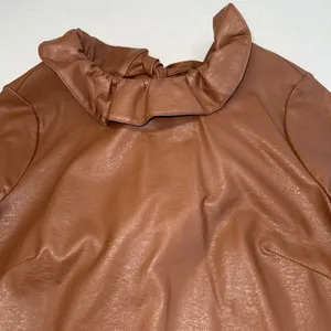 Tuckernuck Brown Coated Ruffle Neck Bow Back Blouse 3/4 Sleeve S thumbnail 5