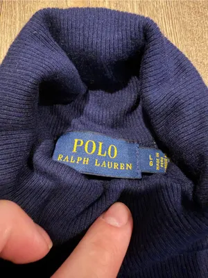 Polo by Ralph Lauren Navy Rib Long Sleeve Turtleneck Top Large thumbnail 3