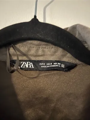 Zara Olive Green Button Up Shirt Small Minimalist Capsule Wardrobe Quiet Luxury thumbnail 2