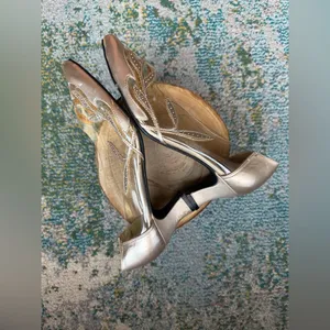Vintage 90s Amanda clear gold floral formal bridal shoes, size 8 thumbnail 8