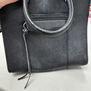 Rebecca Minkoff Black Leather Mini Handbag Tote Purse Classic Small Preppy thumbnail 6