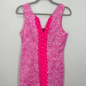 Lilly Pulitzer Target Collab Pink‎ White Paisley Lace Trim V Neck Dress Size 6 thumbnail 3