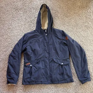 Columbia Parka Jacket Women's‎ XL Navy Sherpa Fleece Lined Hood Insulated thumbnail 1