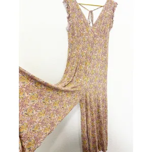 Anthropologie Matilda Ruffled Jumpsuit Size Medium Floral Jersey Bohemian thumbnail 10