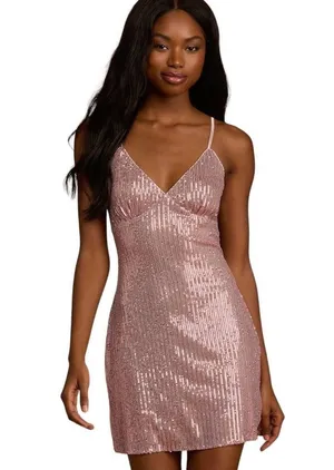 Lulus Party in Style Sequin Sleeveless Mini Lined V Neck Dress Light Pink XL thumbnail 14