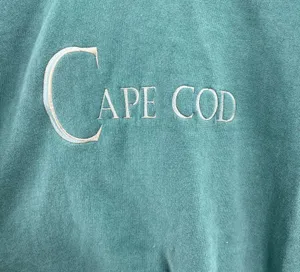 Cape Cod Art Unlimited Sportswear turtleneck teal embroidered sweatshirt L thumbnail 4