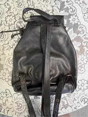 Classic Black Leather Backpack thumbnail 2