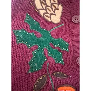 Vintage Sweater Vest Women M Autumn Fall Embroidered Beaded Teacher Granny thumbnail 9