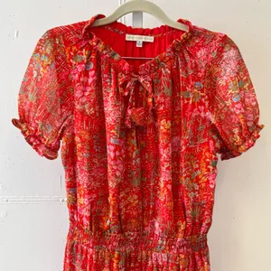 We're All‎ Pretty Girls Boho Summer Floral Elastic Waist Mini Dress Red Small thumbnail 3