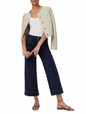 Paige Brooklyn Wide Leg Crop Pants in Vintage Cosmic Navy High Rise Size 25 thumbnail 3