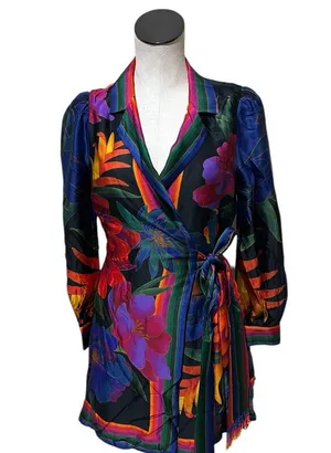 NWT Farm Rio FLOWER SEASON SCARF WRAP MINI DRESS - Day dress thumbnail 10