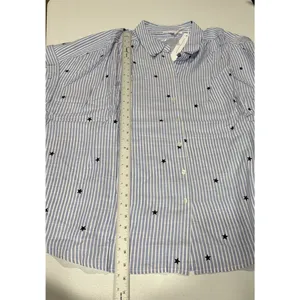 JANE & DELANCEY Womens 2X Button Front Top Blouse Cap Sleeve Stripes Star **Flaw thumbnail 9