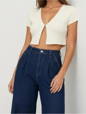 REFORMATION Anny Knit Cropped Cardigan, Gossamer, Small thumbnail 2