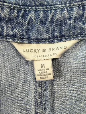 Lucky Brand 100% Cotton Light Blue Denim Short Sleeve Romper Size Medium thumbnail 6