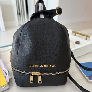 Christian Siriano NWT Mini Backpack – Black Faux Leather Gold Hardware thumbnail 1