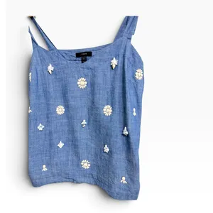 J.Crew Women's Chambray Embellished Shoulder Tie Top size 6 #G7638 thumbnail 3